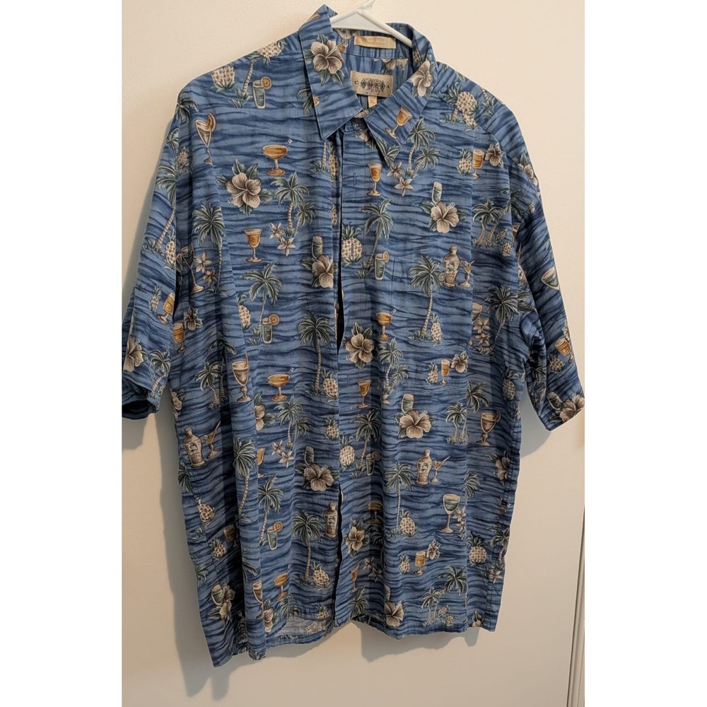 Campia Moda Men's Short Sleeve Button-Front Vintage Hawaiian XL Shirt-XXL-Retro